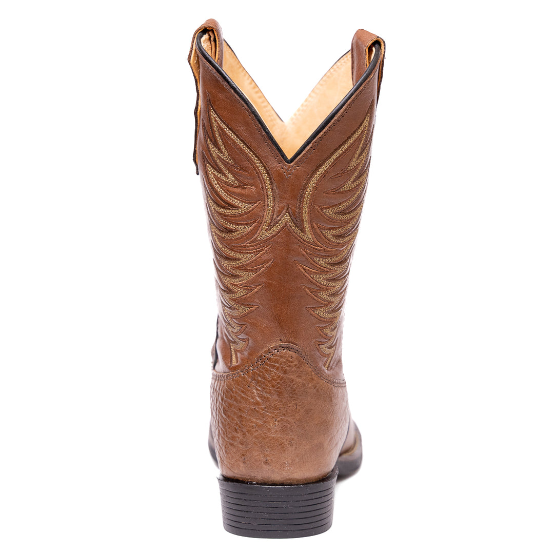 Bota Masculina Strut Couro De Avestruz Liso Bico Redondo