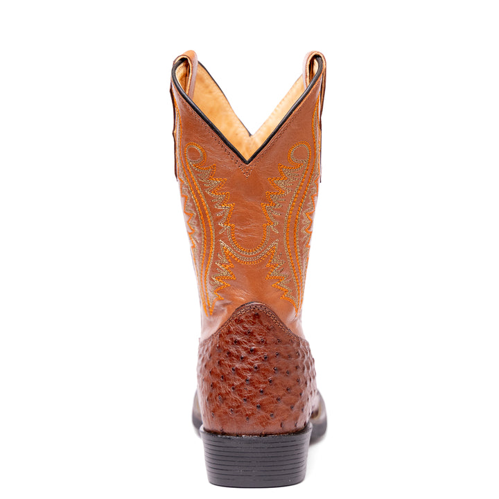 Bota Masculina Strut Couro De Avestruz Cheio St011 Caramelo