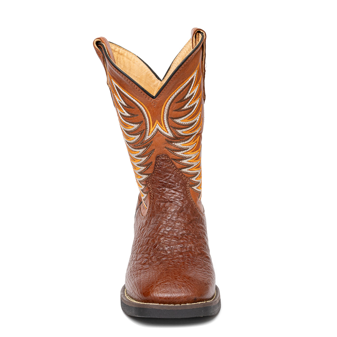 Bota Strut Masculina em Couro de Avestruz Liso Caramelo