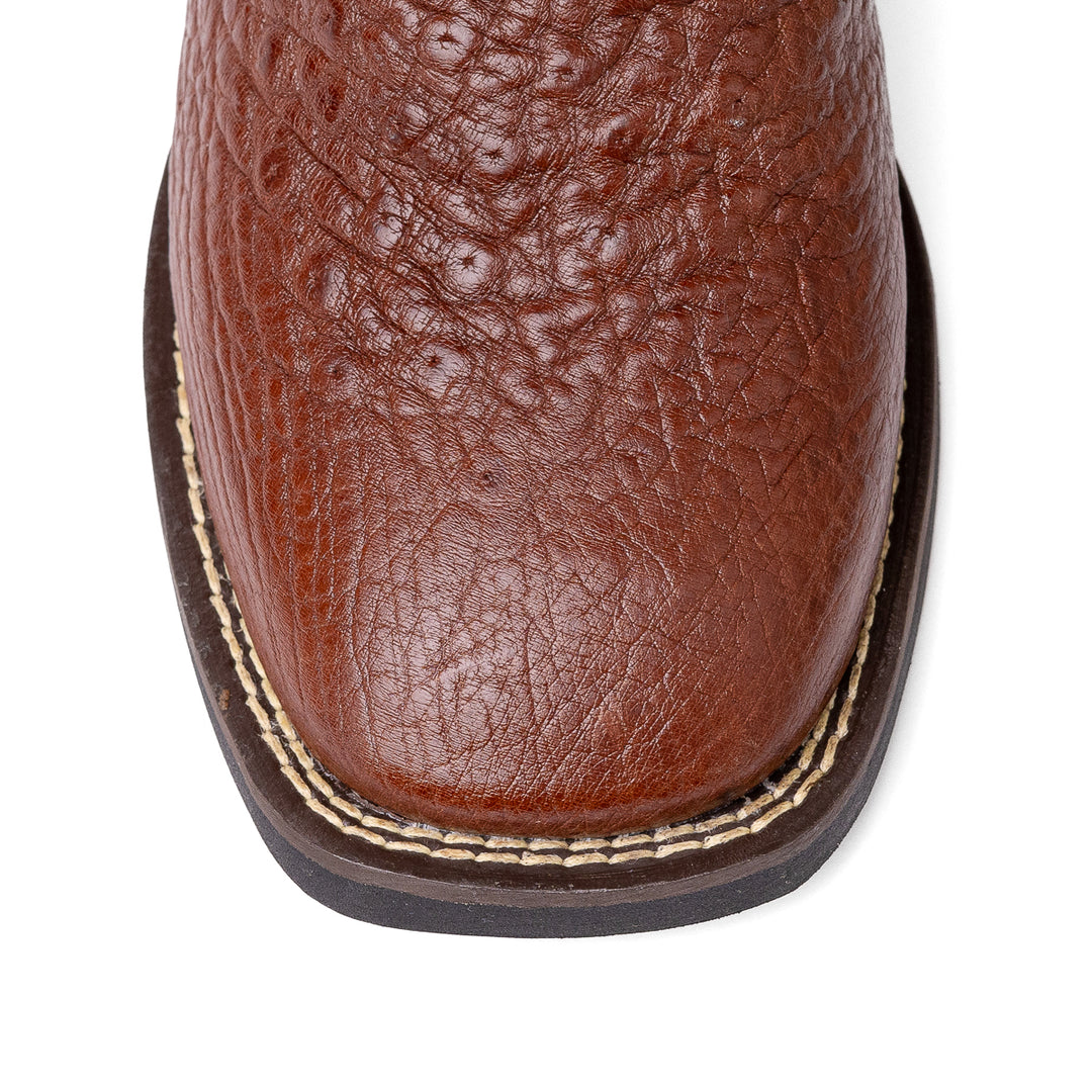 Bota Strut Masculina em Couro de Avestruz Liso Caramelo