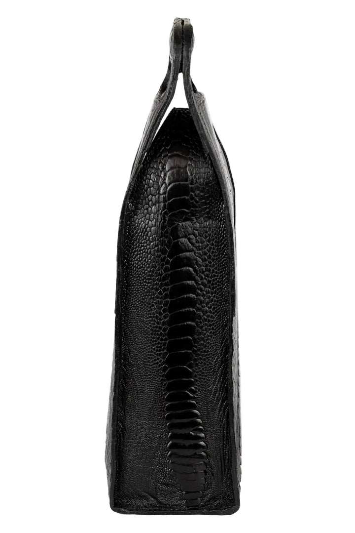 Porta-vinho decorativo de couro de avestruz preto Strut para adega e bar