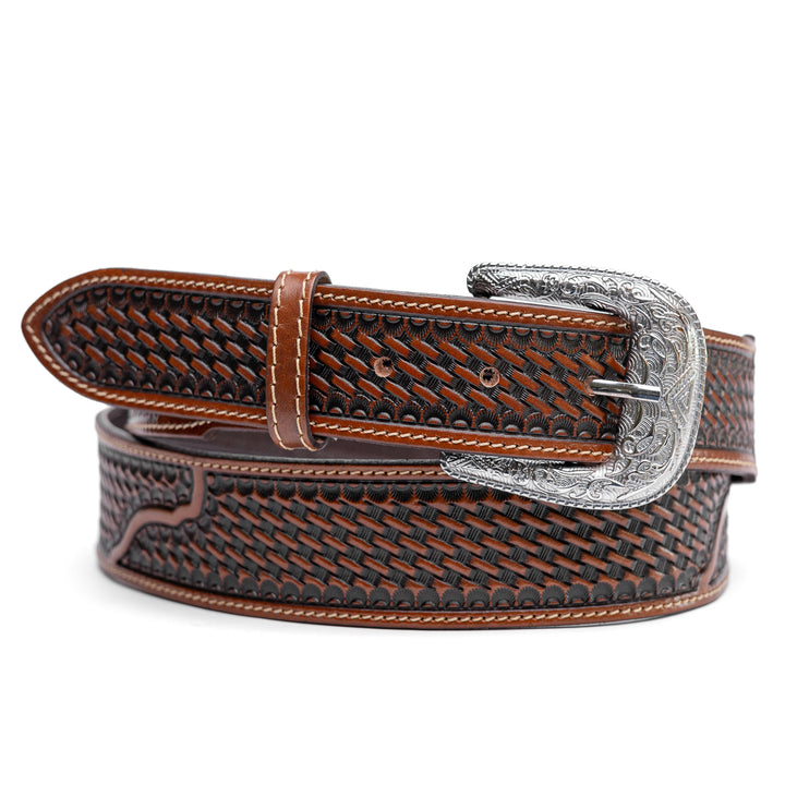 Cinto Entalhado em Couro Bovino Havana