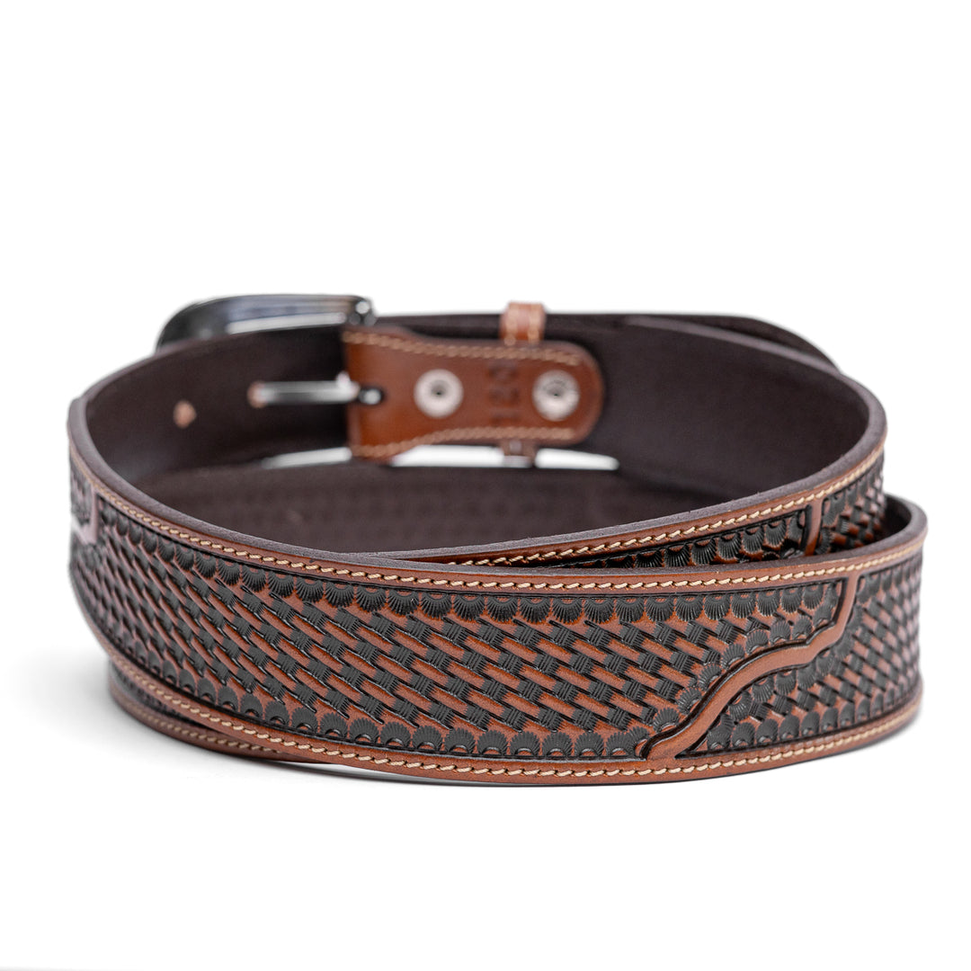 Cinto Entalhado em Couro Bovino Havana