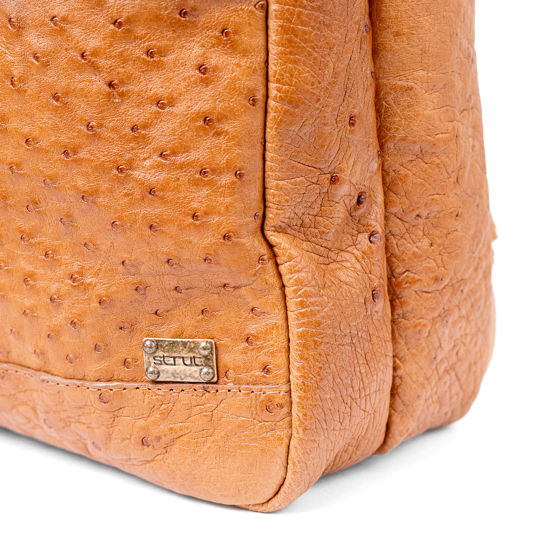 Mochila Masculina em Couro de Avestruz Legítimo Chestnut