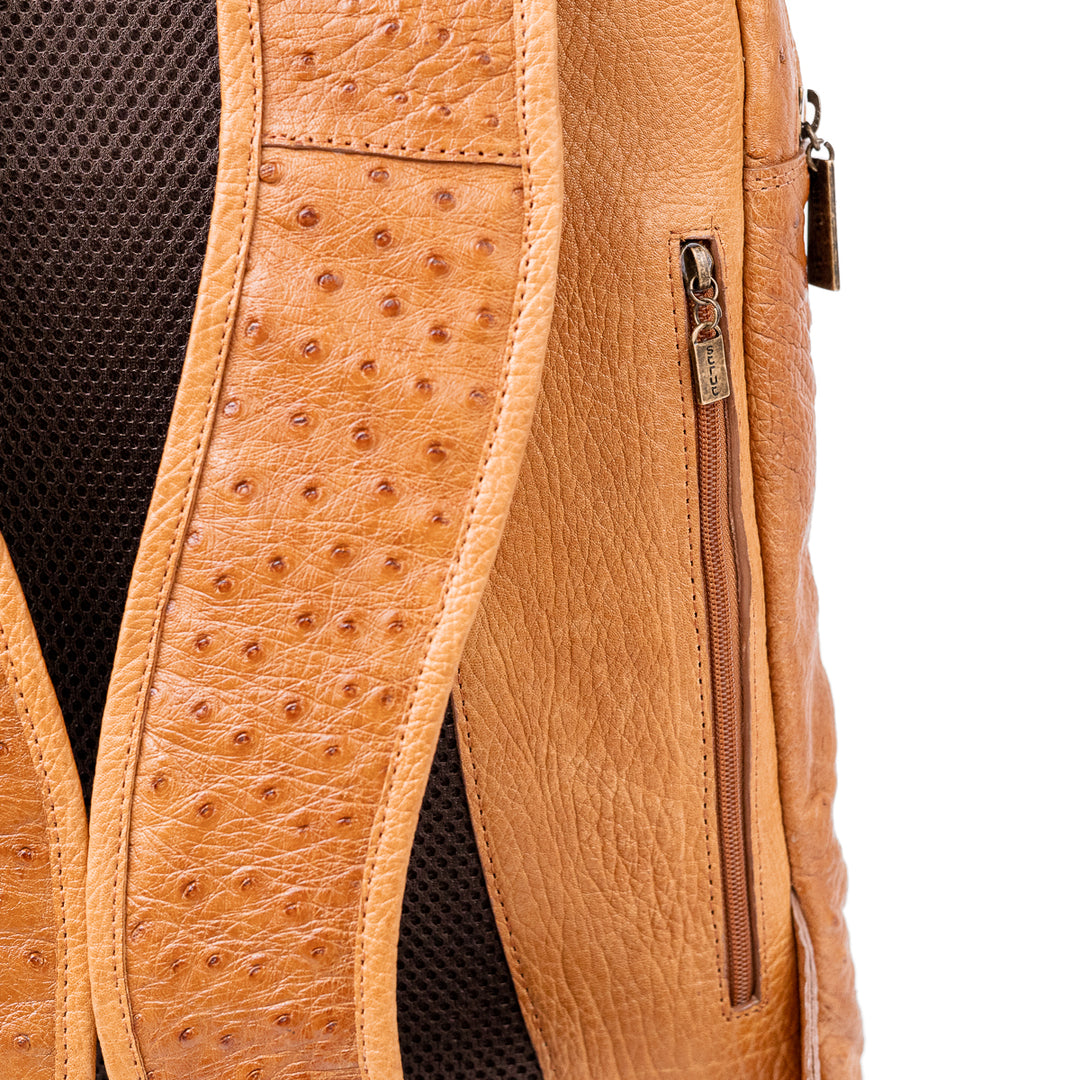 Mochila Masculina em Couro de Avestruz Legítimo Chestnut