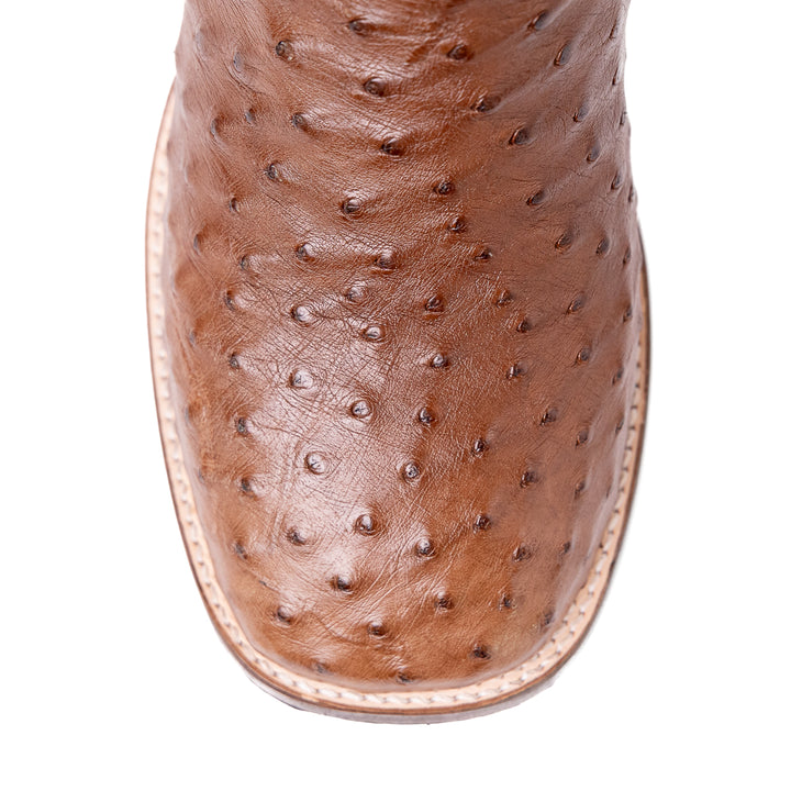 Bota Masculina Strut ST012 em Couro de Avestruz Cheio com Solado em Couro