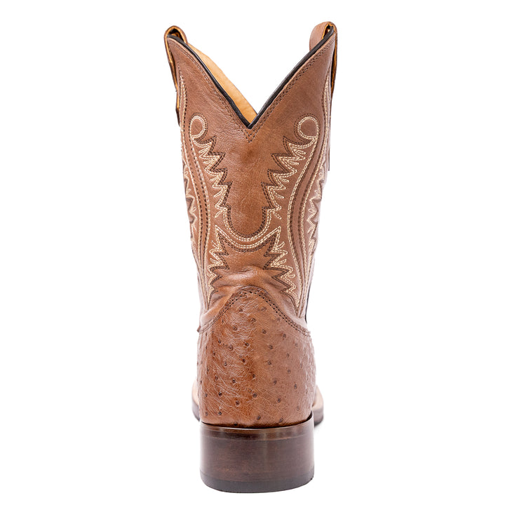 Bota Masculina Strut ST012 em Couro de Avestruz Cheio com Solado em Couro