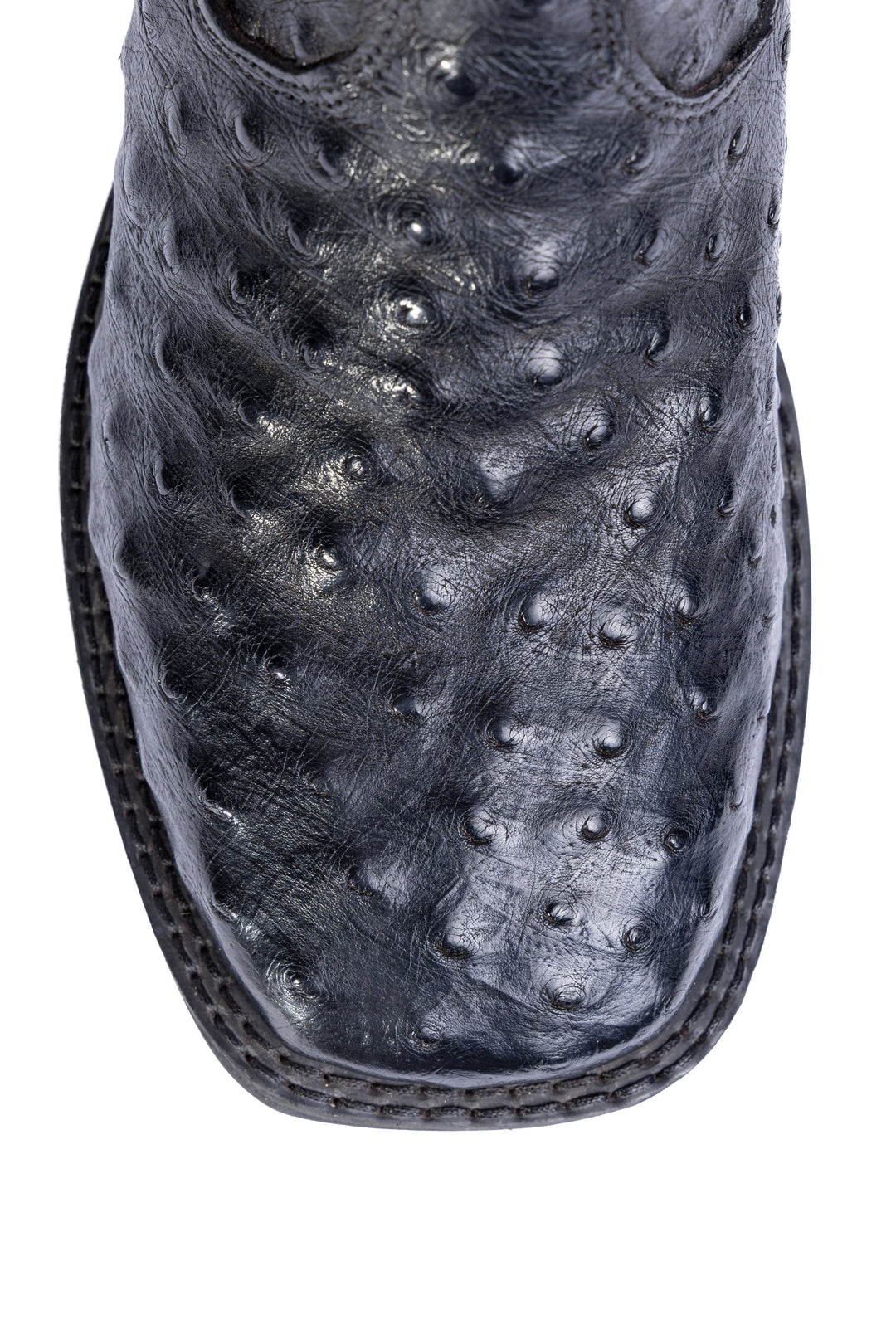 Botina Masculina em Couro de Avestruz Cheio Preta