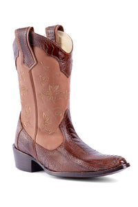Bota Feminina Strut ST1018 em Couro de Canela de Avestruz Caramelo