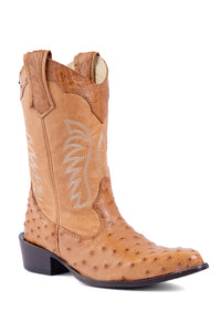 Bota Feminina Strut ST1018 em Couro de Avestruz Cheio Chestnut