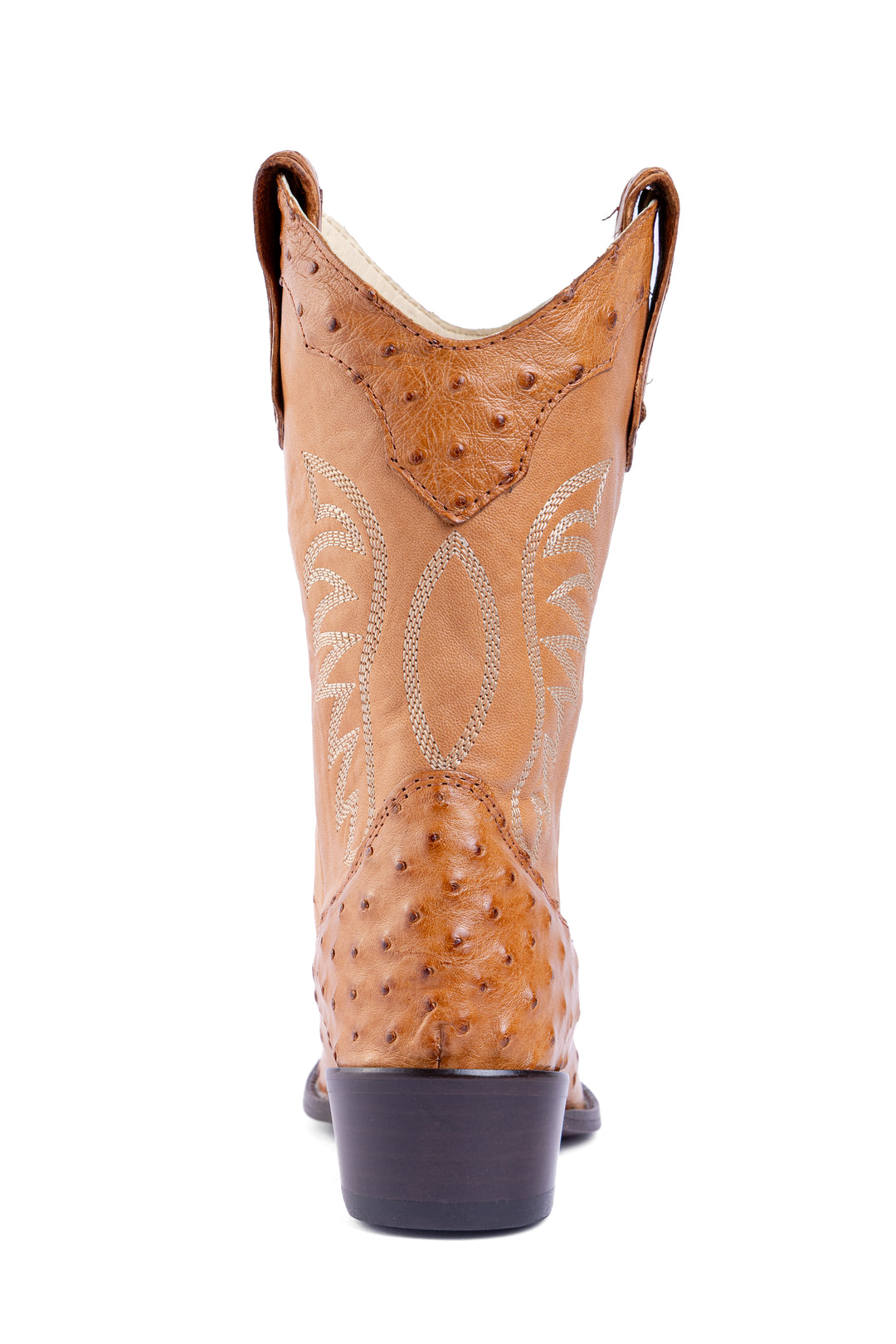 Bota Feminina Strut ST1018 em Couro de Avestruz Cheio Chestnut