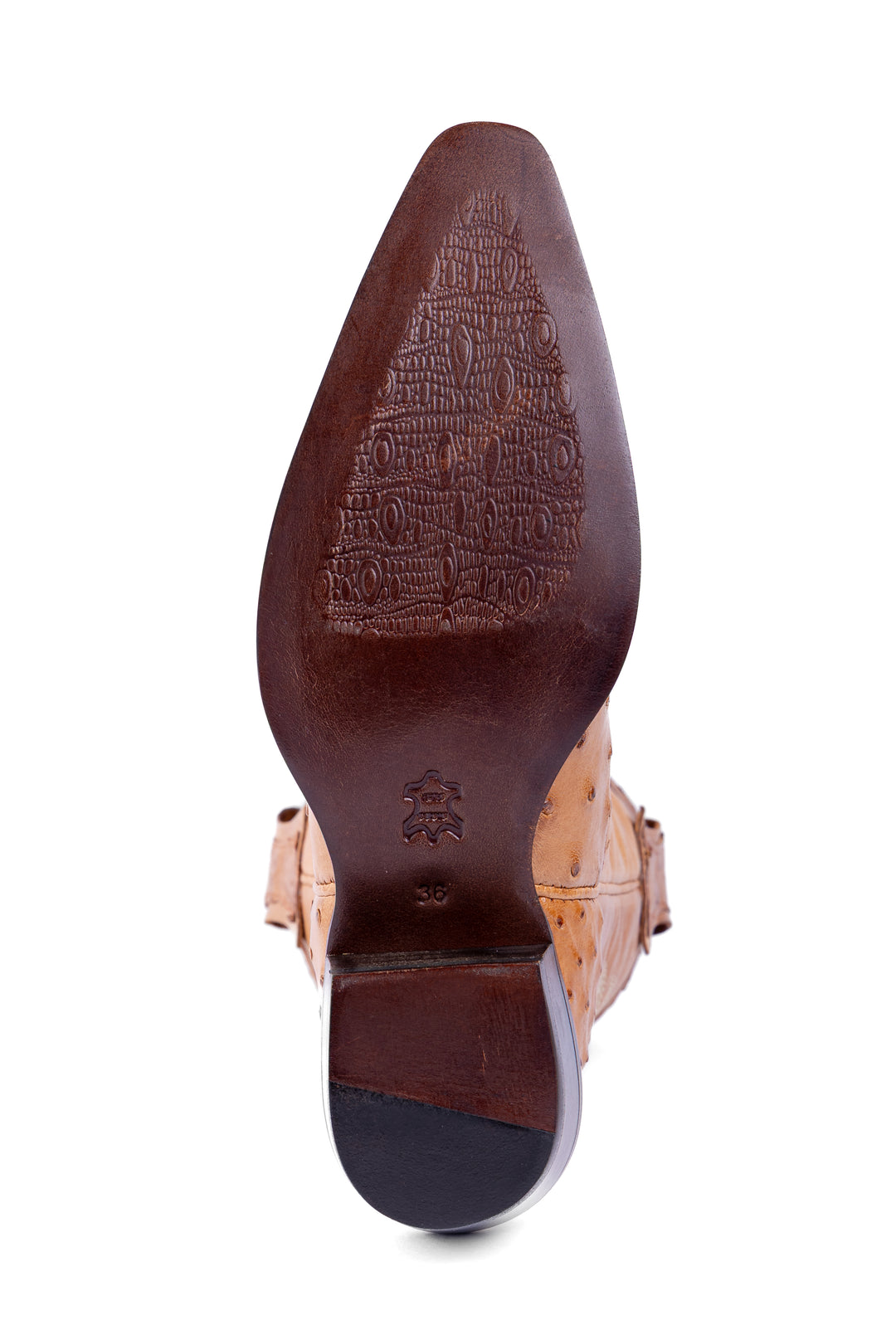 Bota Feminina Strut ST1018 em Couro de Avestruz Cheio Chestnut