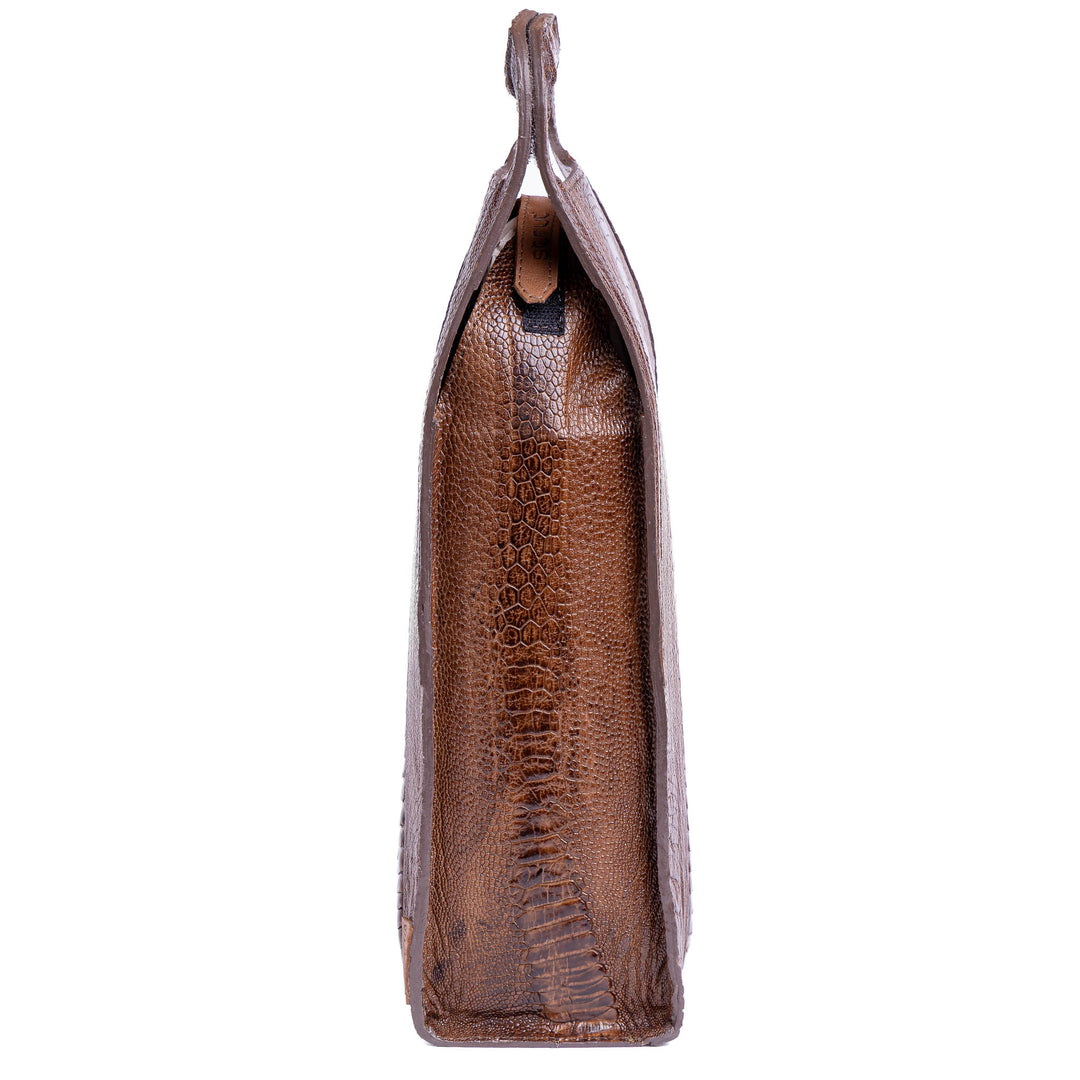 Porta-vinho de couro de avestruz caramelo Strut para bar e mesa posta