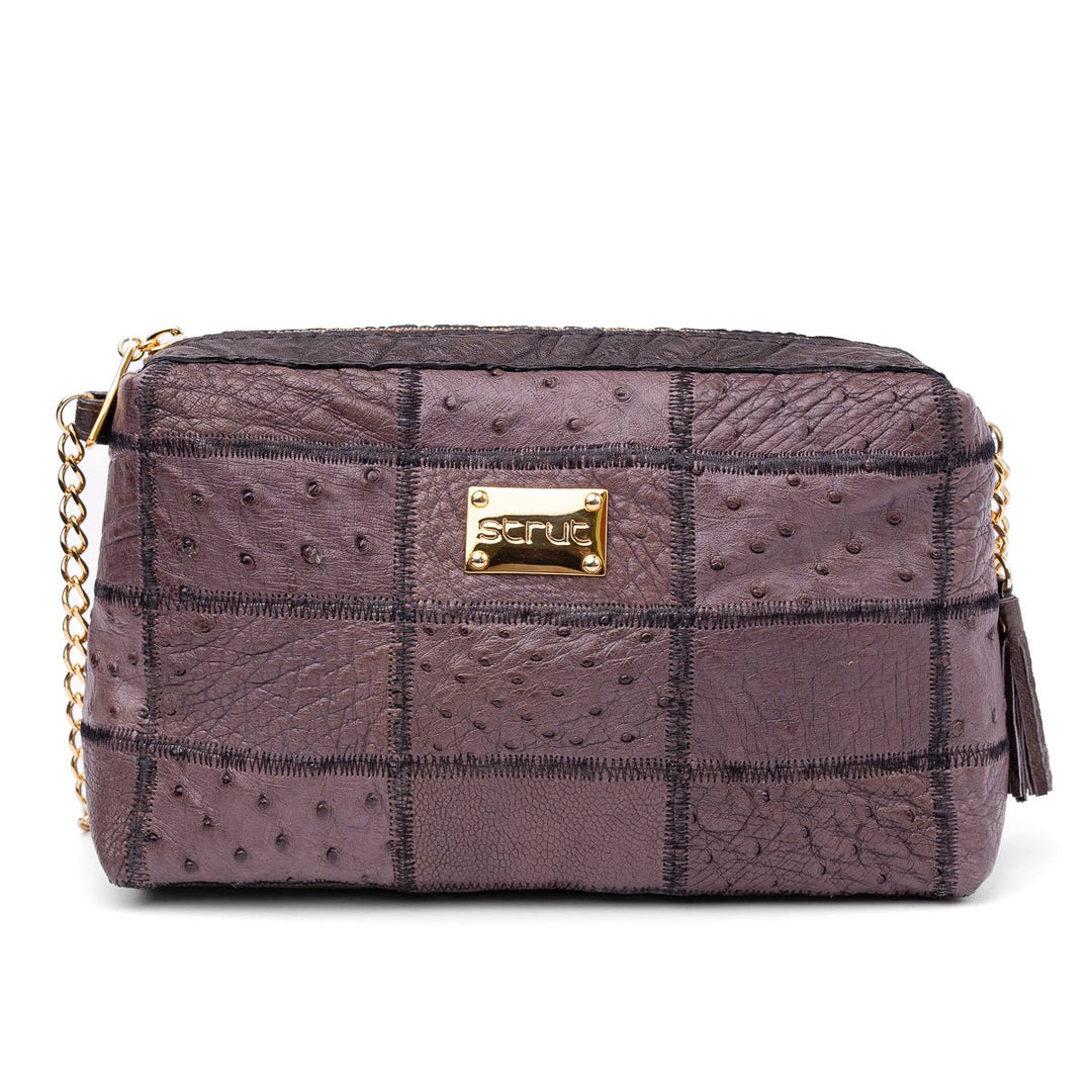 Bolsa de Ombro Feminina em Manta de Couro de Avestruz Beterraba - Strut