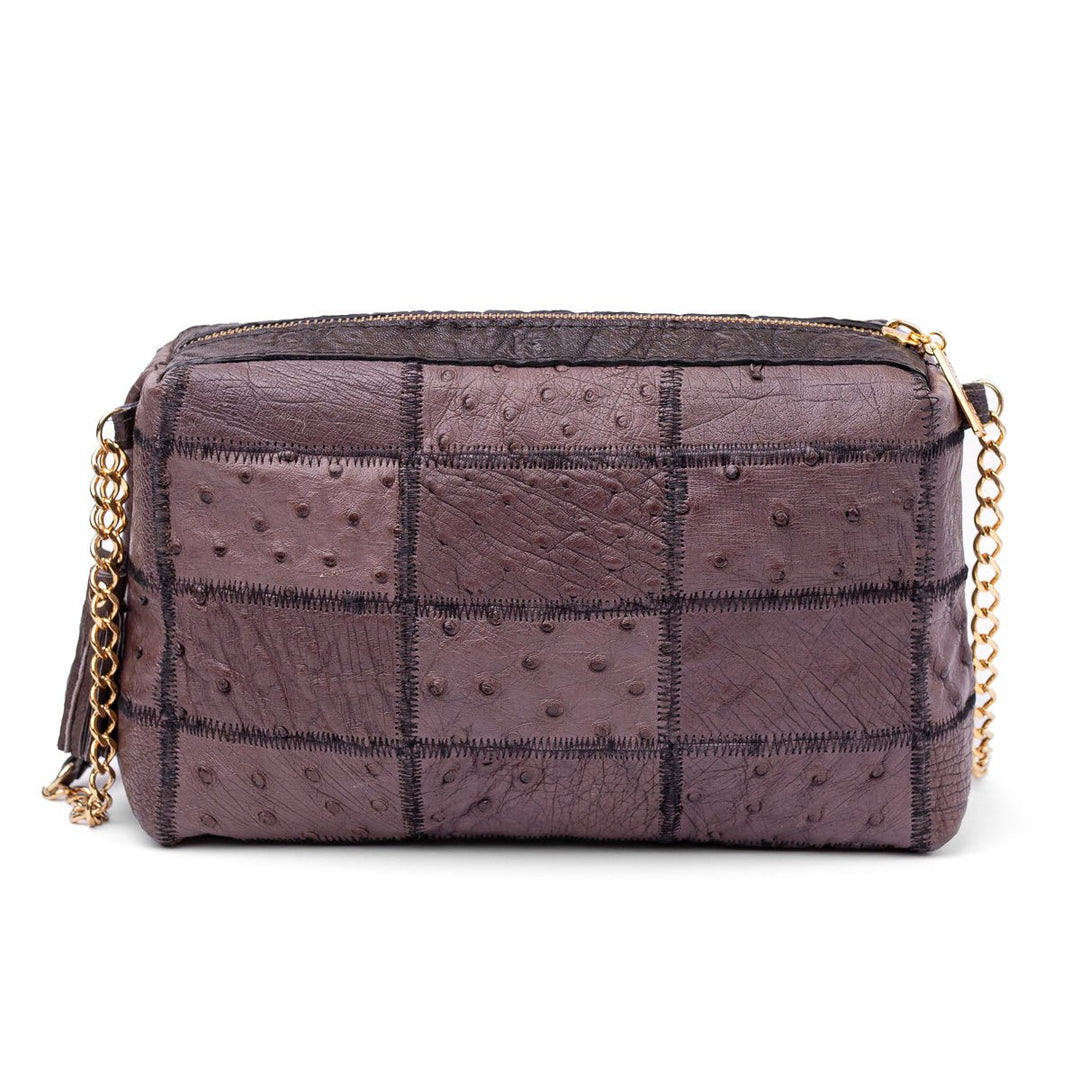 Bolsa de Ombro Feminina em Manta de Couro de Avestruz Beterraba - Strut