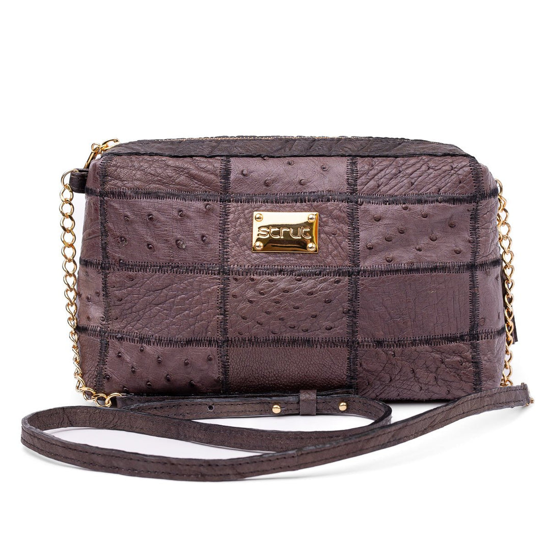 Bolsa de Ombro Feminina em Manta de Couro de Avestruz Beterraba - Strut