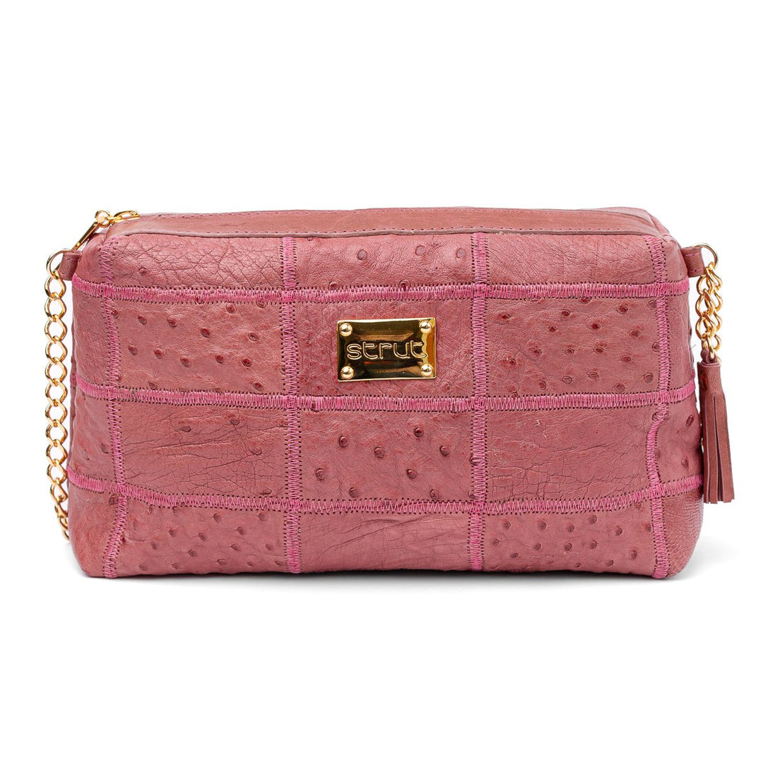 Bolsa de Ombro Feminina em Manta de Couro de Avestruz Carmin - Strut