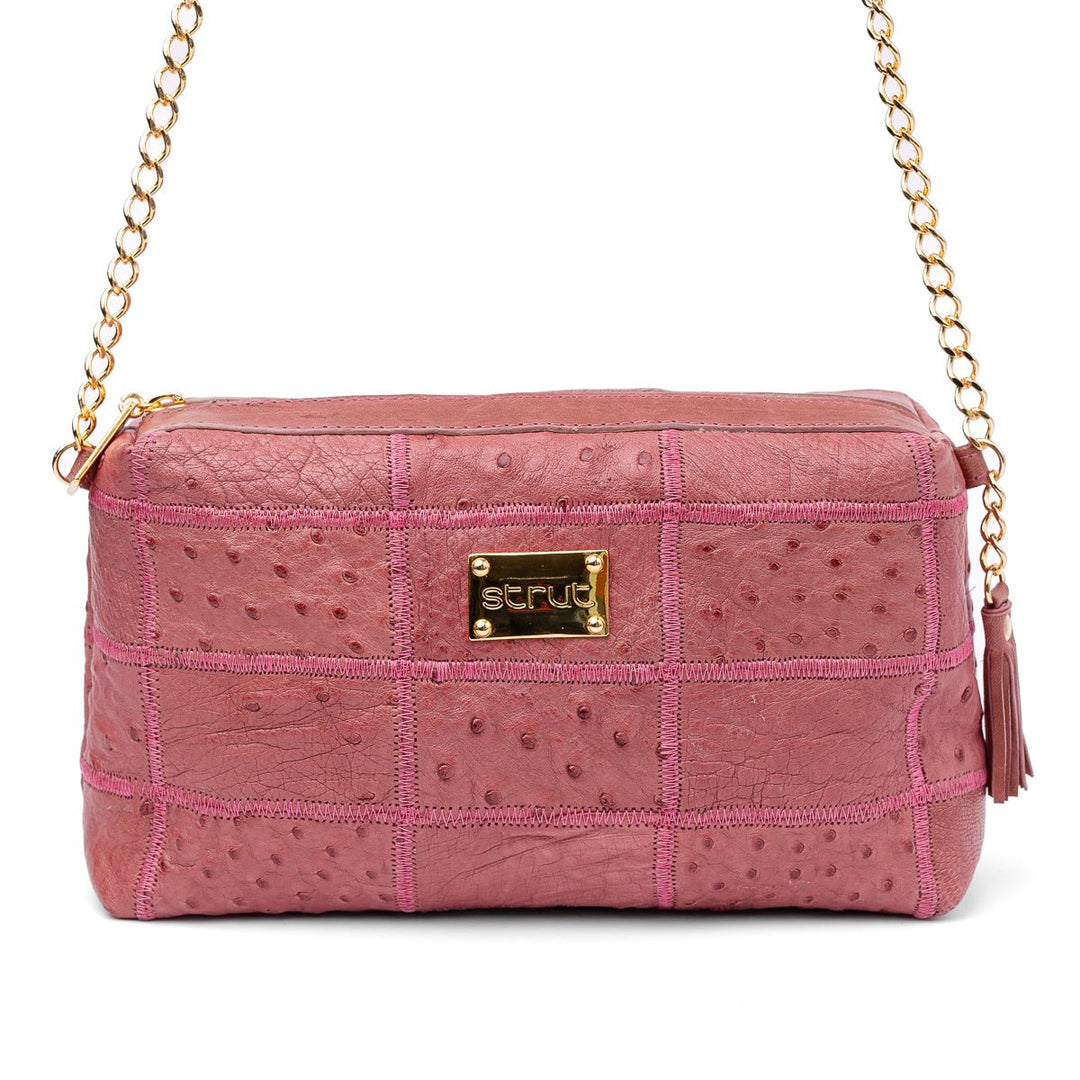 Bolsa de Ombro Feminina em Manta de Couro de Avestruz Carmin - Strut