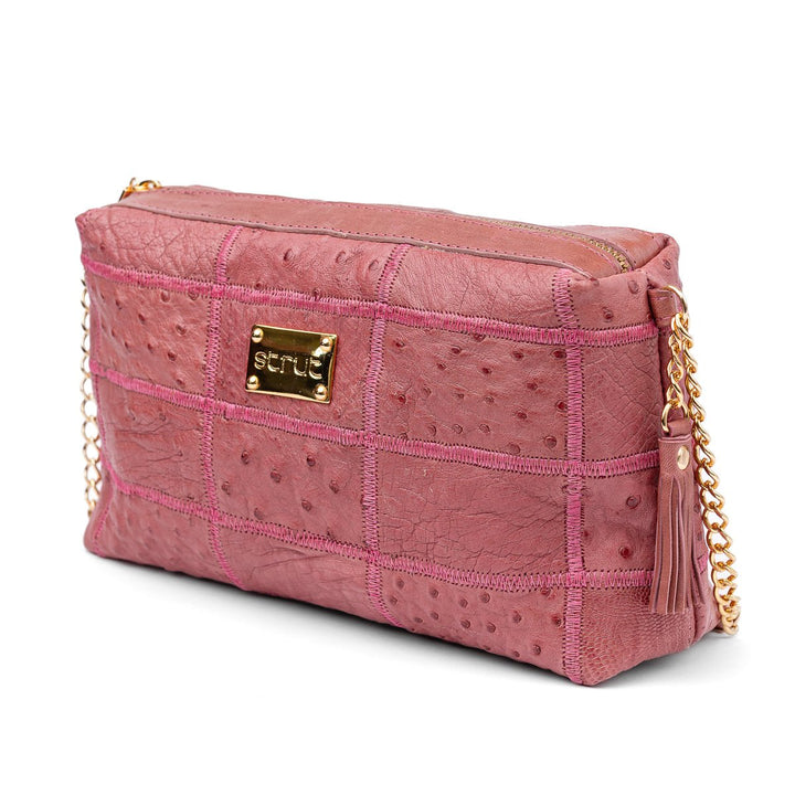 Bolsa de Ombro Feminina em Manta de Couro de Avestruz Carmin - Strut