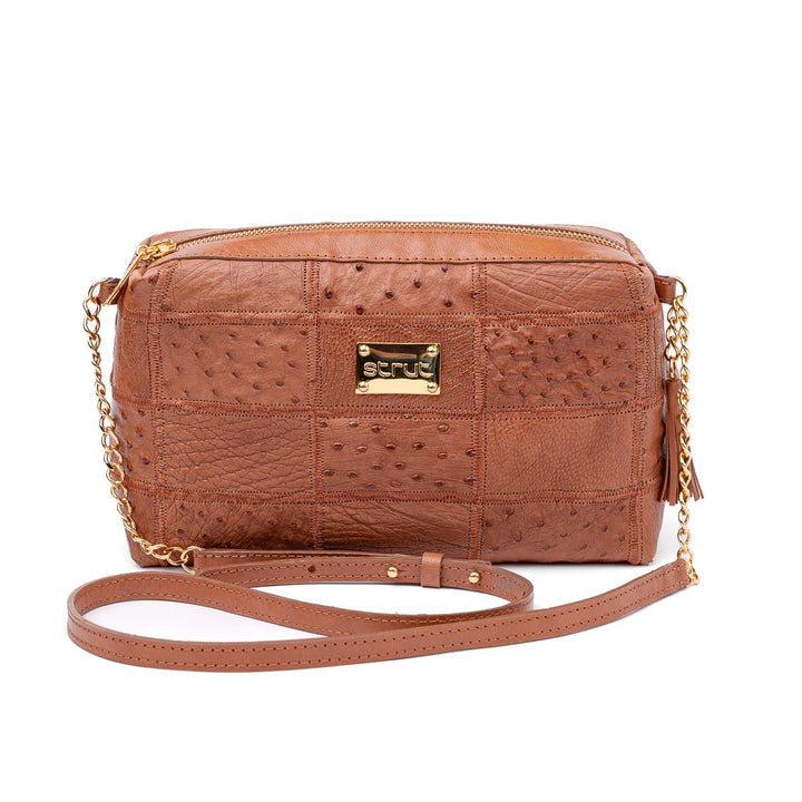 Bolsa de Ombro Feminina em Manta de Couro de Avestruz Terracota - Strut