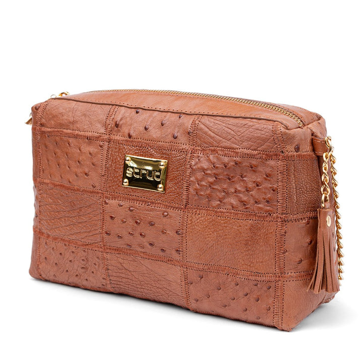 Bolsa de Ombro Feminina em Manta de Couro de Avestruz Terracota - Strut