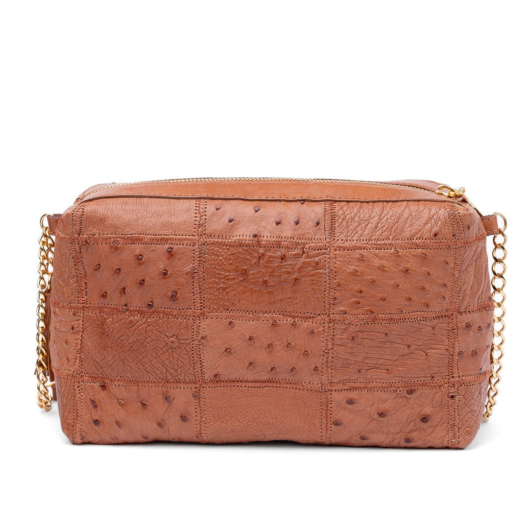 Bolsa de Ombro Feminina em Manta de Couro de Avestruz Terracota - Strut