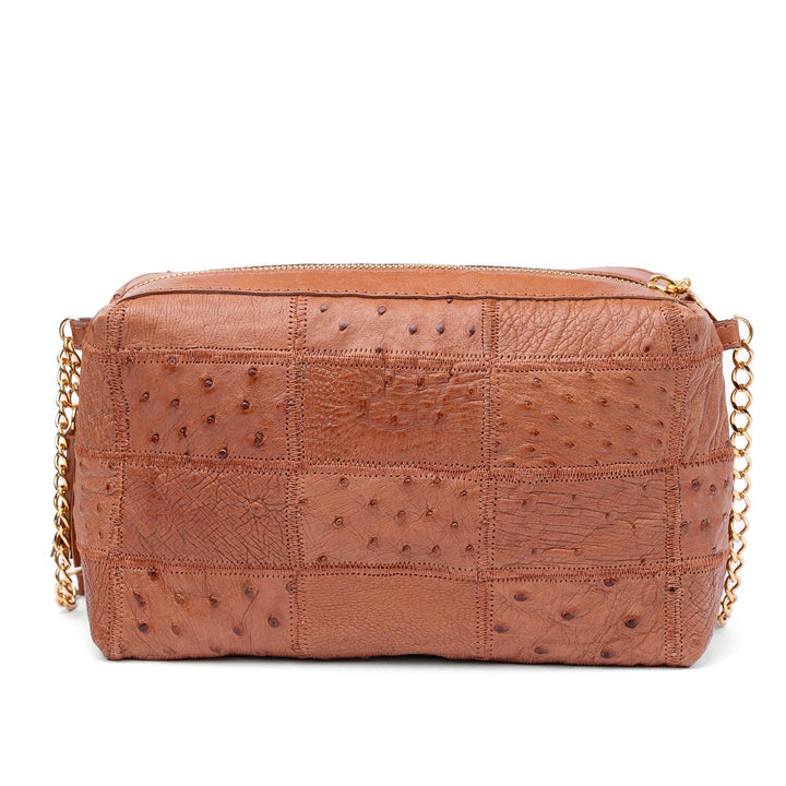 Bolsa de Ombro Feminina em Manta de Couro de Avestruz Terracota - Strut