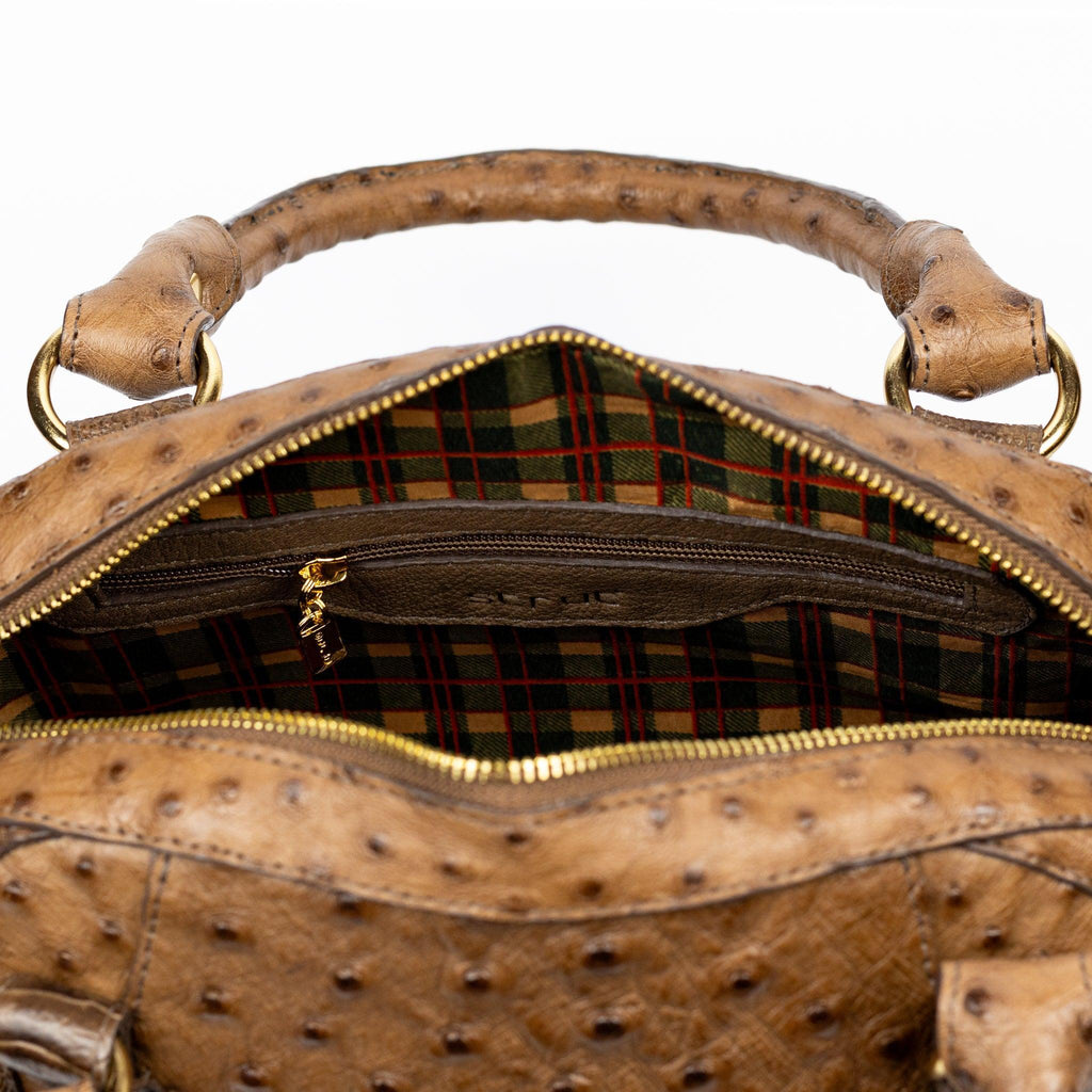 Bolsa Feminina em Couro de Avestruz Baú Tabaco Strut - Strut