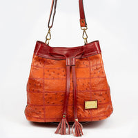 Bolsa Feminina em Couro de Avestruz Bucket Vermelha - Strut