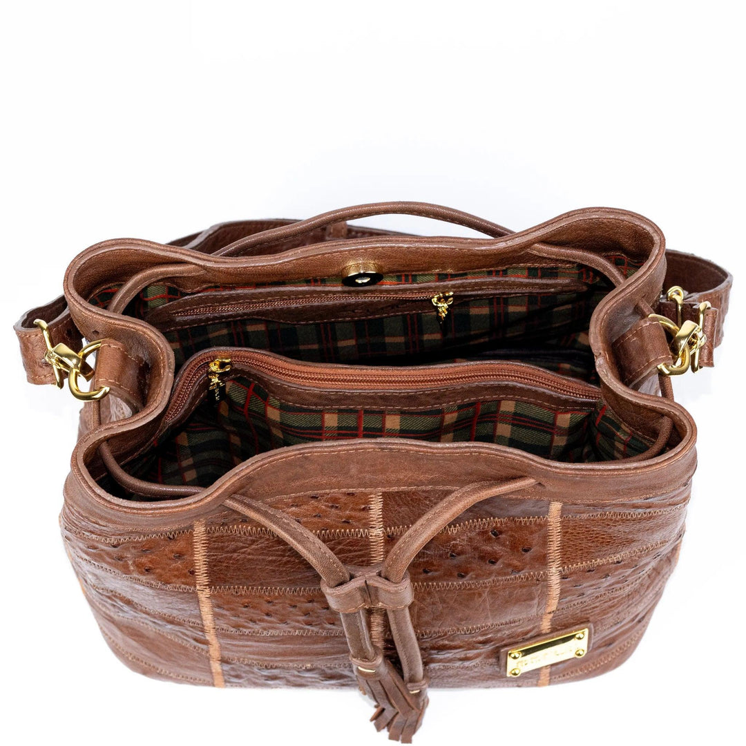 Bolsa Feminina em Couro de Avestruz Bucket Whisky - Strut