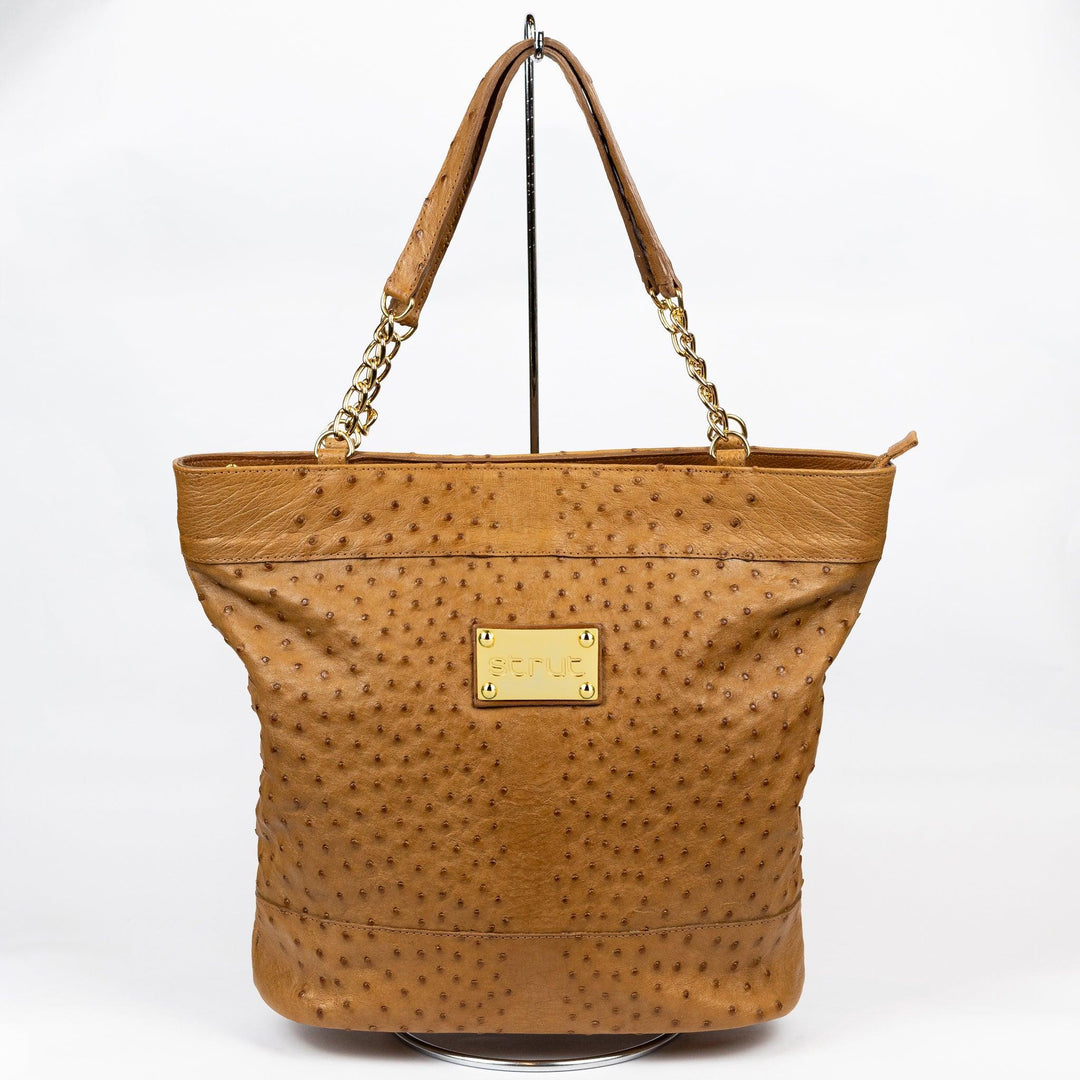 Bolsa Feminina em Couro de Avestruz Sacola Chestnut - Strut