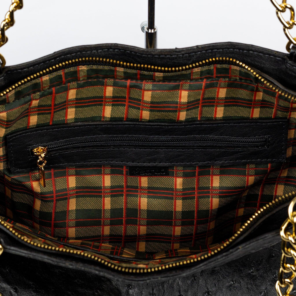 Bolsa Feminina em Couro de Avestruz Sacola Preto - Strut