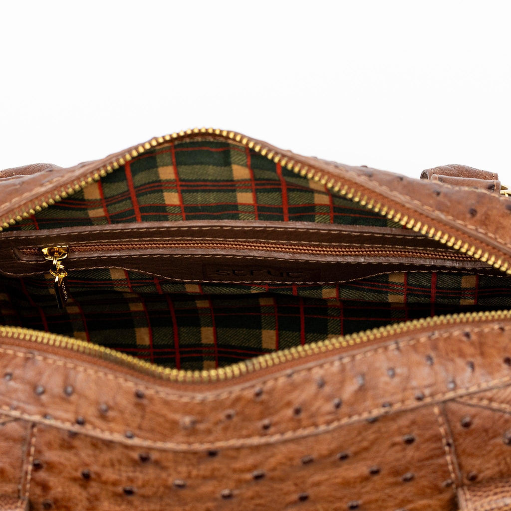 Bolsa Feminina Strut em Couro de Avestruz Baú Whisky - Strut