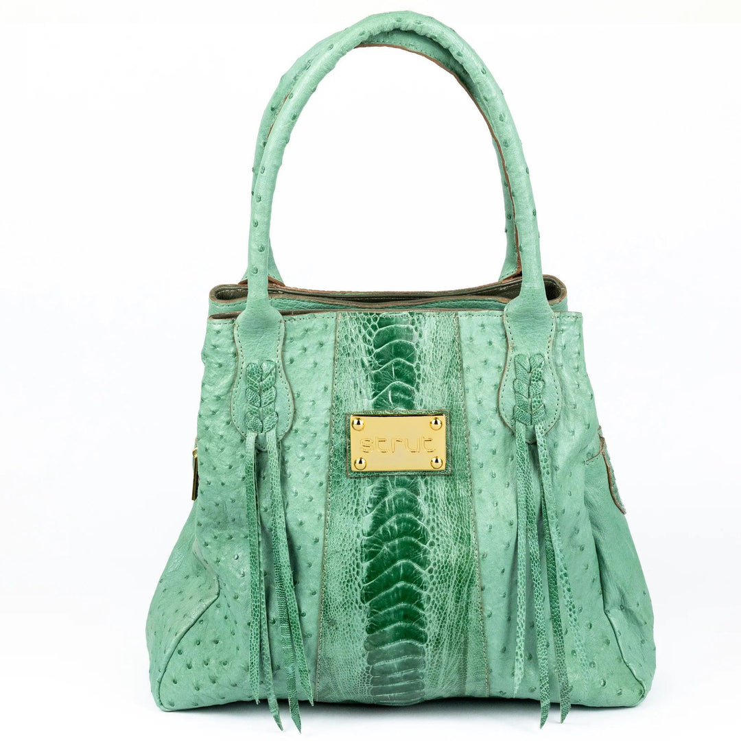 Bolsa Feminina Strut em Couro de Avestruz Sacola Verde - Strut