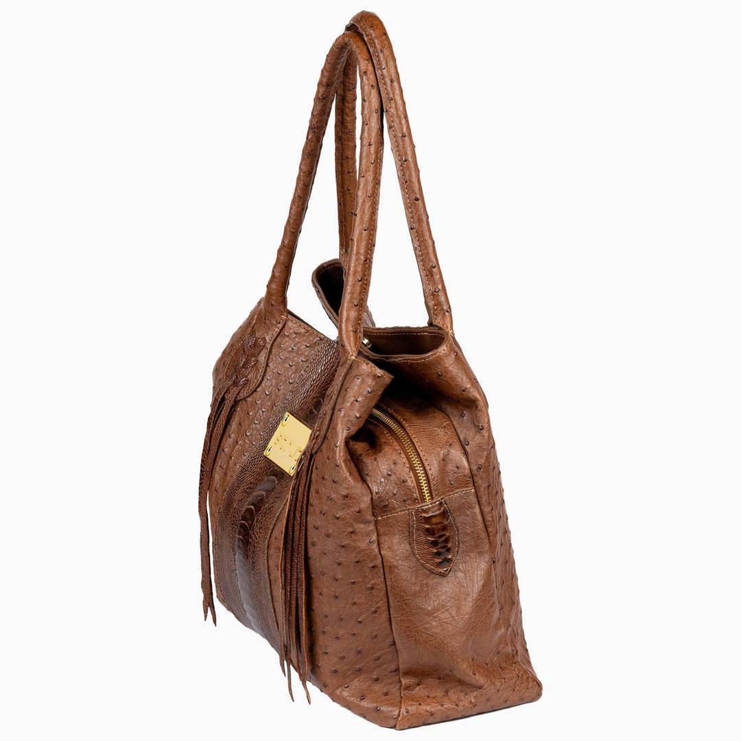 Bolsa Feminina Strut em Couro de Avestruz Sacola Whisky - Strut