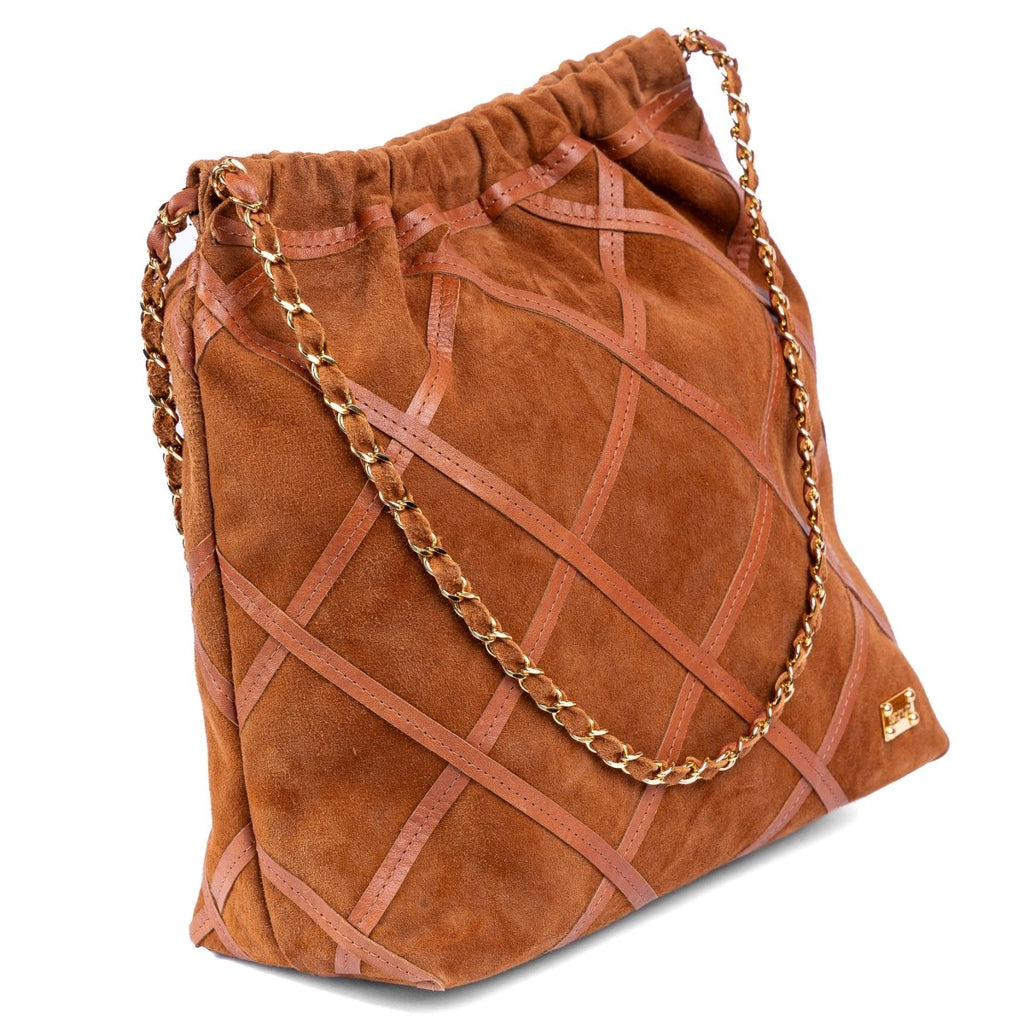 Bolsa Grande em Couro Camurça Strut - Caramelo - Strut