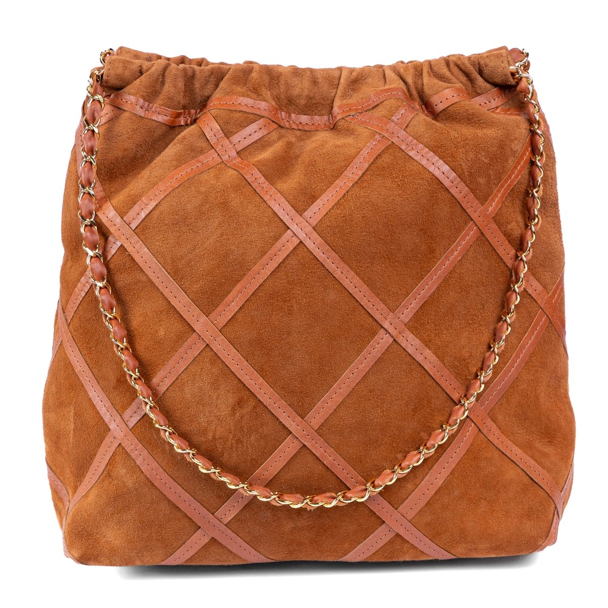 Bolsa Grande em Couro Camurça Strut - Caramelo - Strut