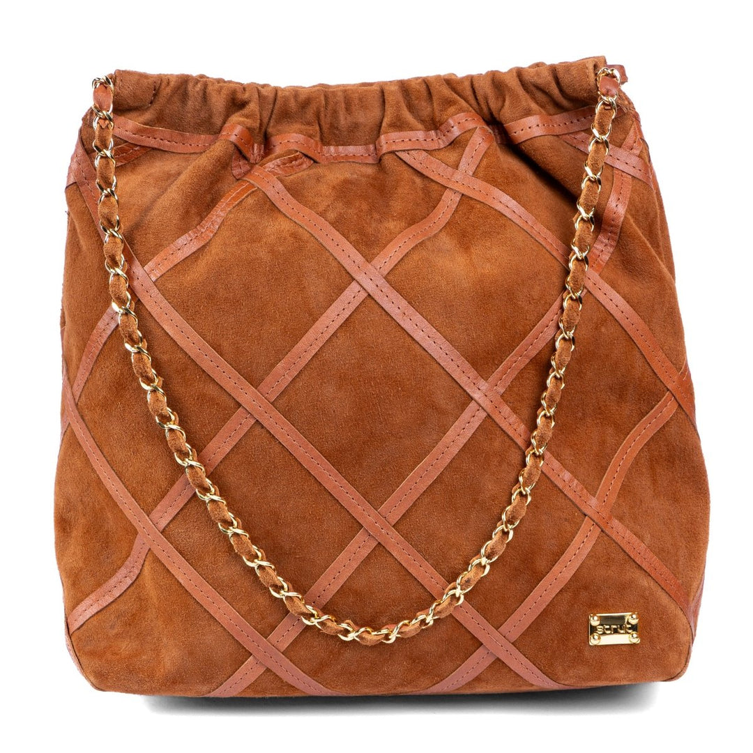 Bolsa Grande em Couro Camurça Strut - Caramelo - Strut