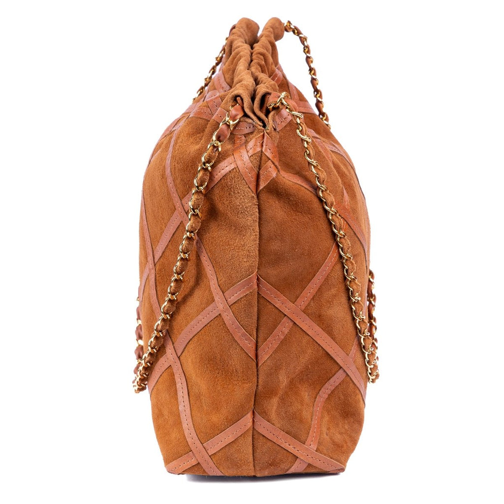 Bolsa Grande em Couro Camurça Strut - Caramelo - Strut