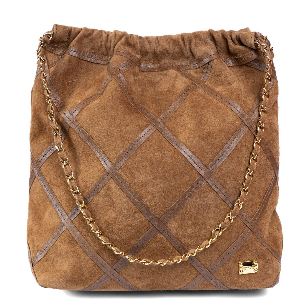 Bolsa Grande em Couro Camurça Strut - Tabaco - Strut