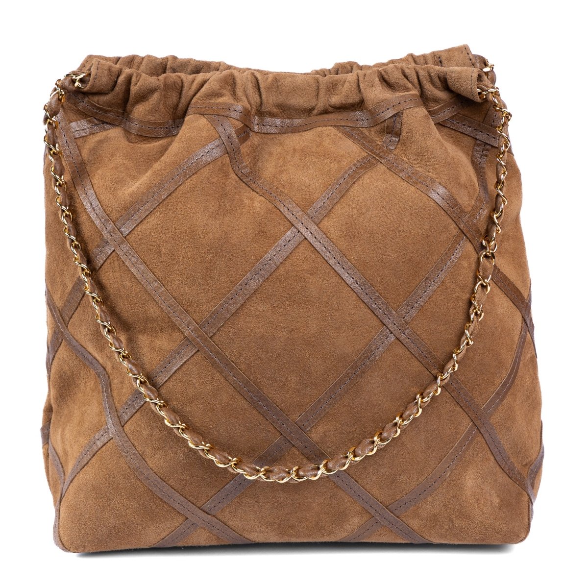 Bolsa Grande em Couro Camurça Strut - Tabaco - Strut