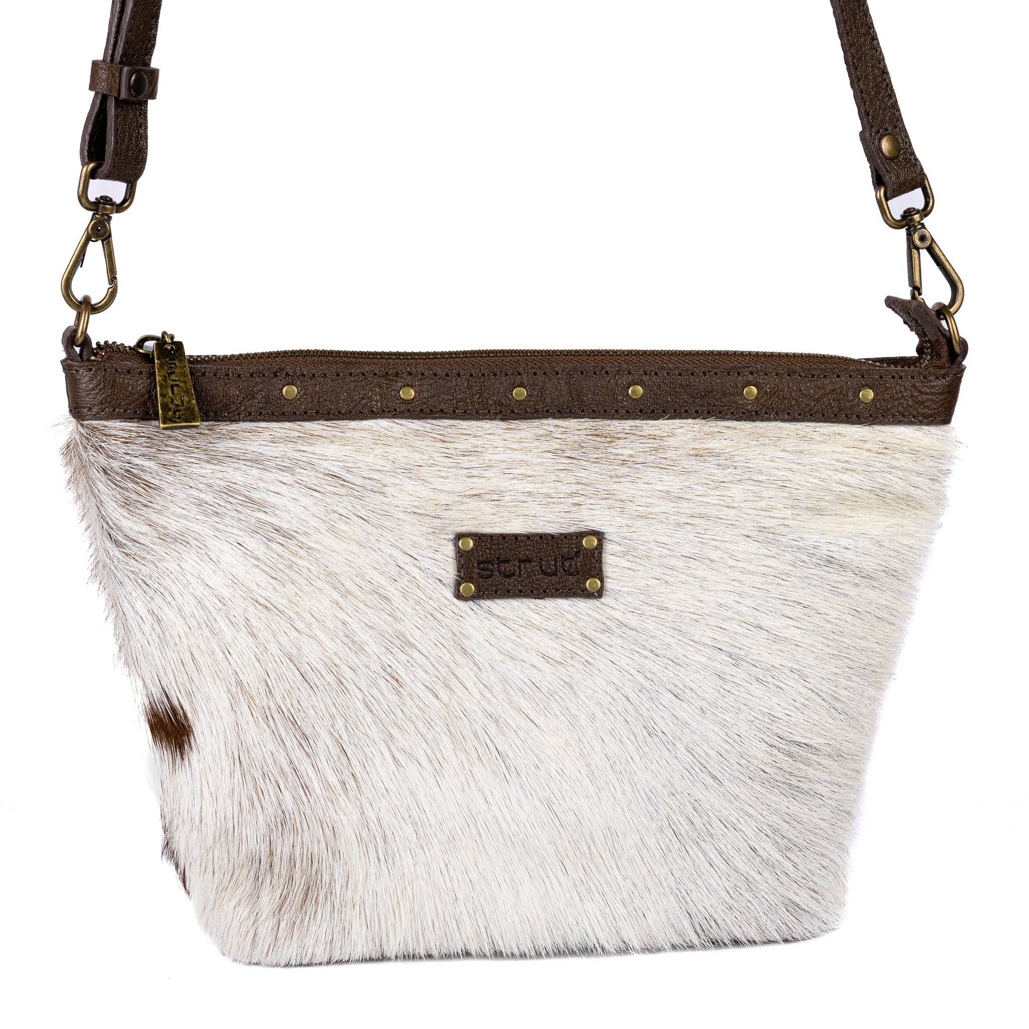 Bolsa Média Feminina de Couro de Carneiro com Pelos - Strut