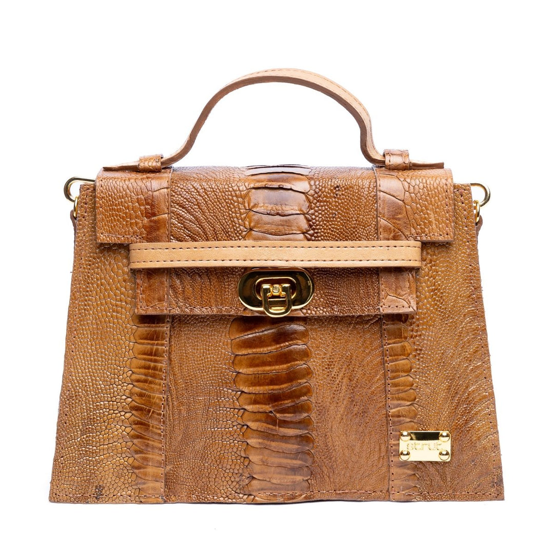 Bolsa Mini em Couro de Canela de Avestruz Strut Chestnut - Strut