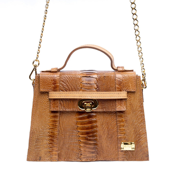 Bolsa Mini em Couro de Canela de Avestruz Strut Chestnut - Strut