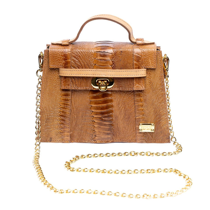 Bolsa Mini em Couro de Canela de Avestruz Strut Chestnut - Strut