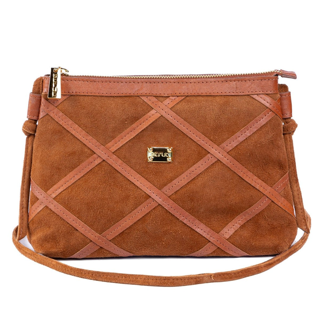 Bolsa Pequena em Couro Camurça Strut - Caramelo - Strut