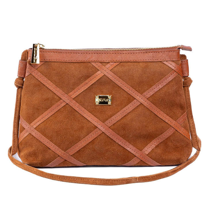 Bolsa Pequena em Couro Camurça Strut - Caramelo - Strut