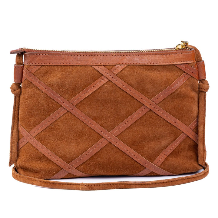 Bolsa Pequena em Couro Camurça Strut - Caramelo - Strut