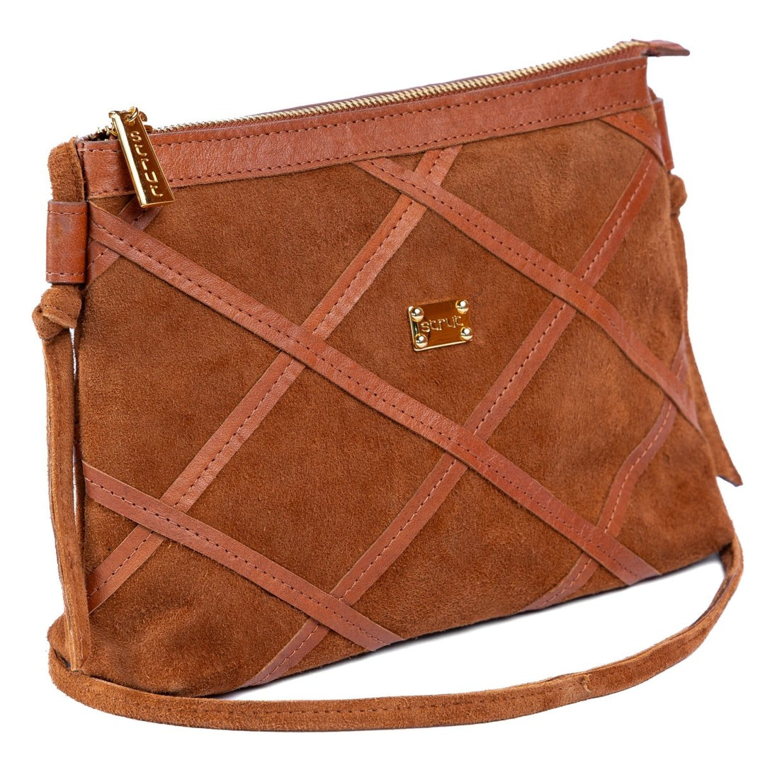 Bolsa Pequena em Couro Camurça Strut - Caramelo - Strut