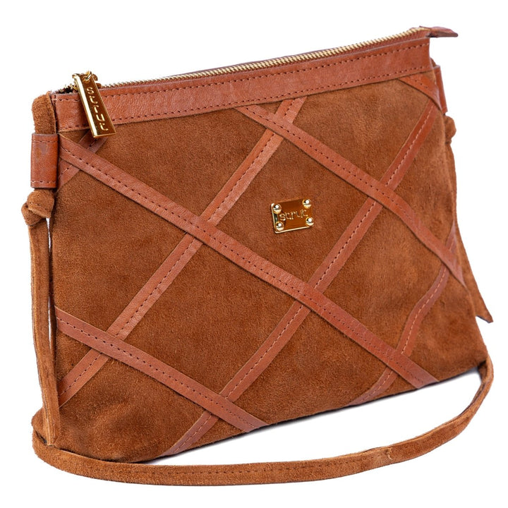 Bolsa Pequena em Couro Camurça Strut - Caramelo - Strut